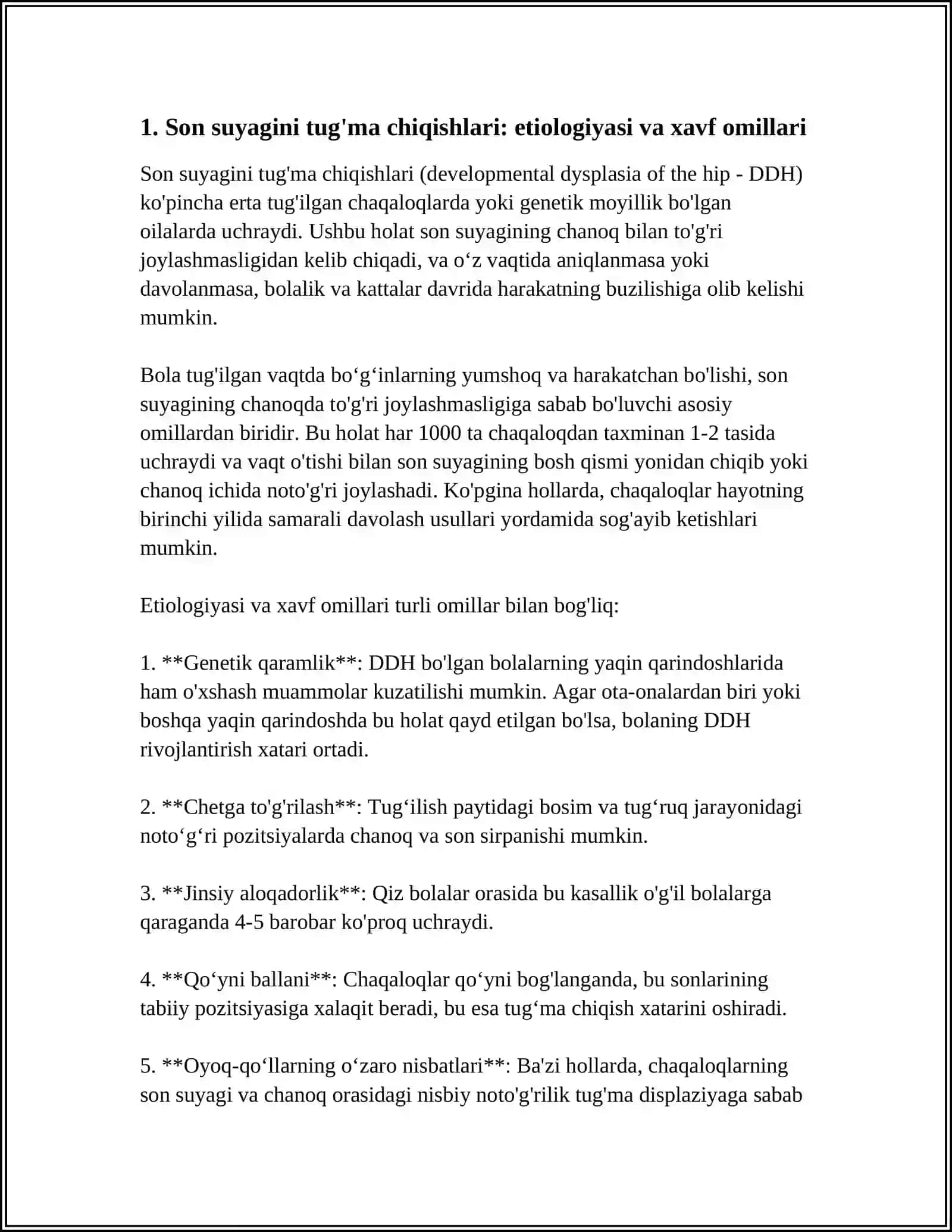 SON SUYAGINI TUĜMA CHIQISHLARI, TUĞRUQ SHIKASTLARI, TUĞMA BÒYIN MUSHAKLI QIYSHIQLIGI: ETIOLOGIYASI, PATOGENEZI, TASNIFI, KLINIKASI, DIAĜNOSTIKASI, ZAMONAVIY DAVOLASH USULLARI 3