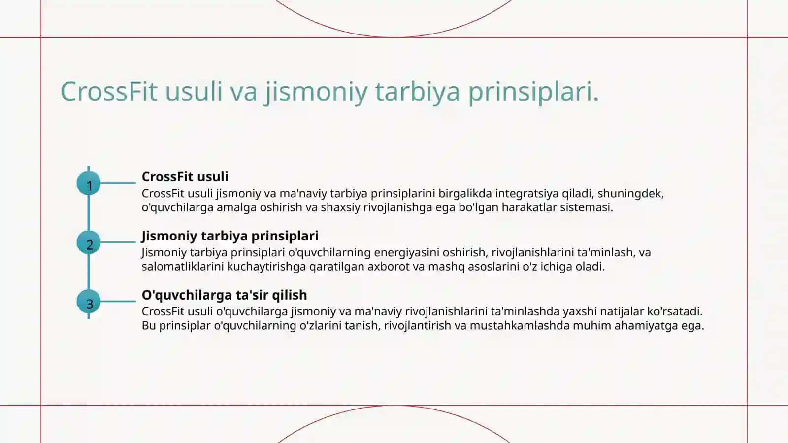 CrossFit usuli. Taʼlimning asosiy tamoyillari va qoidalari 3