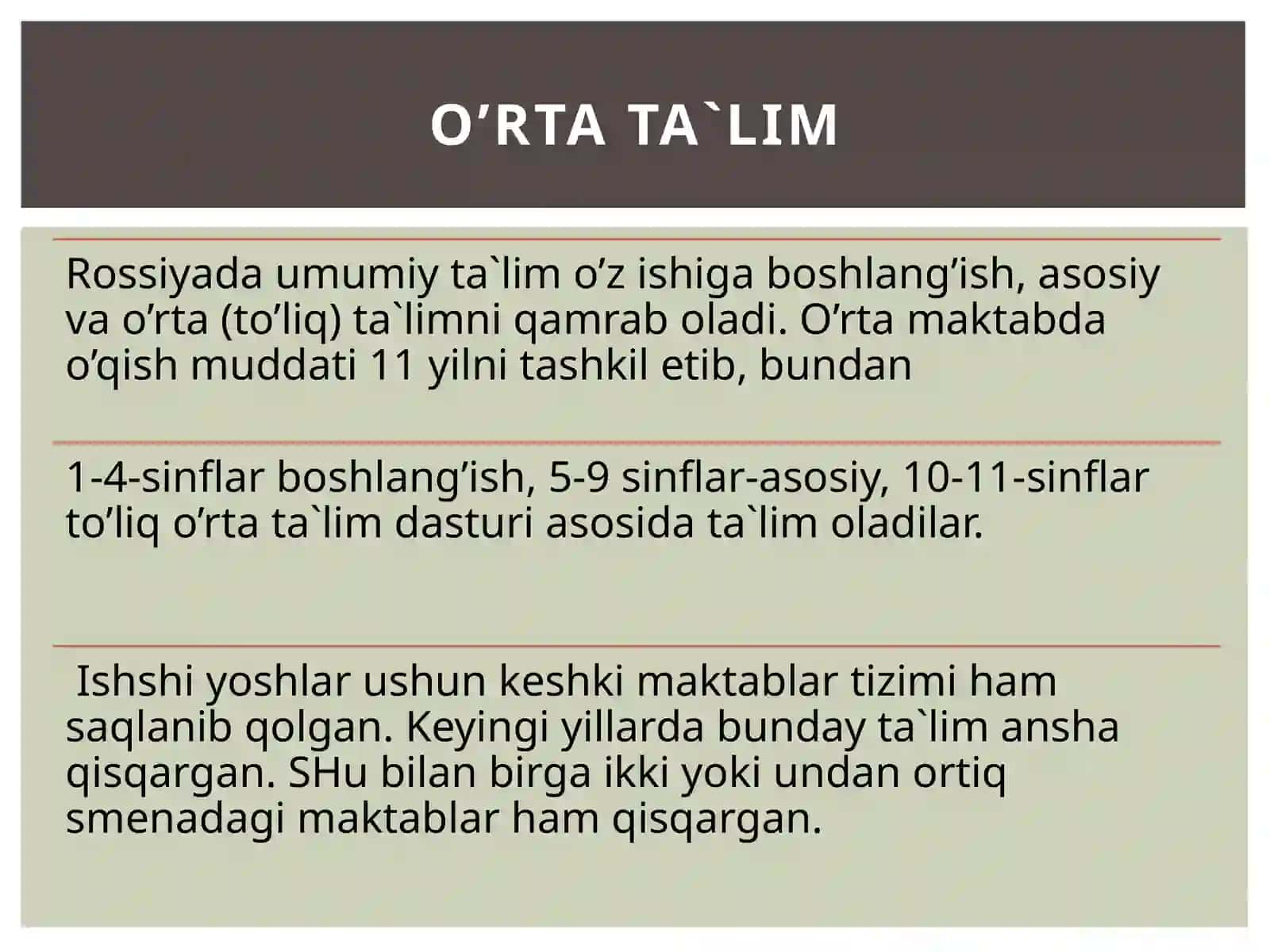 ROSSIYADA TA‘LIM TIZIMI VA TURLARI 3