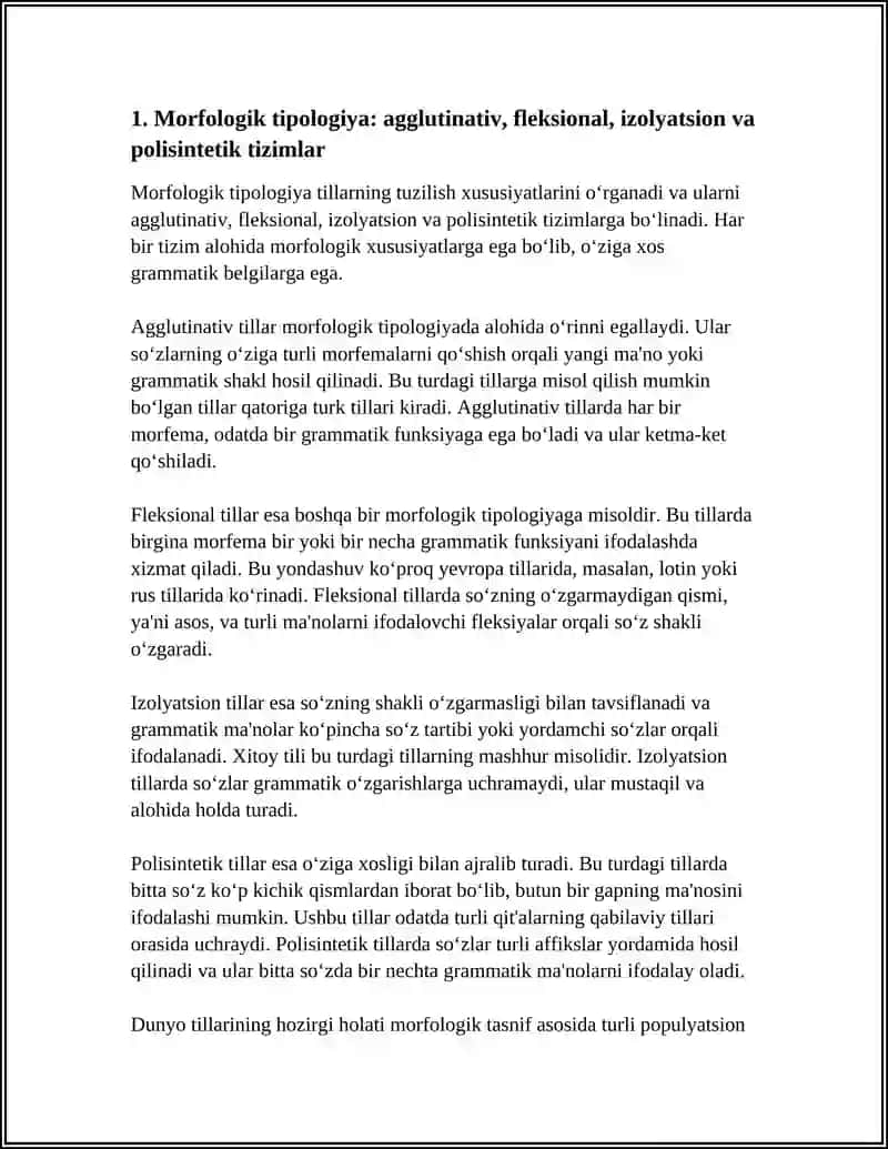 TILLARNING MORFOLOGIK TASNIFI.DUNYO TILLARINING HOZIRGI HOLATI 3