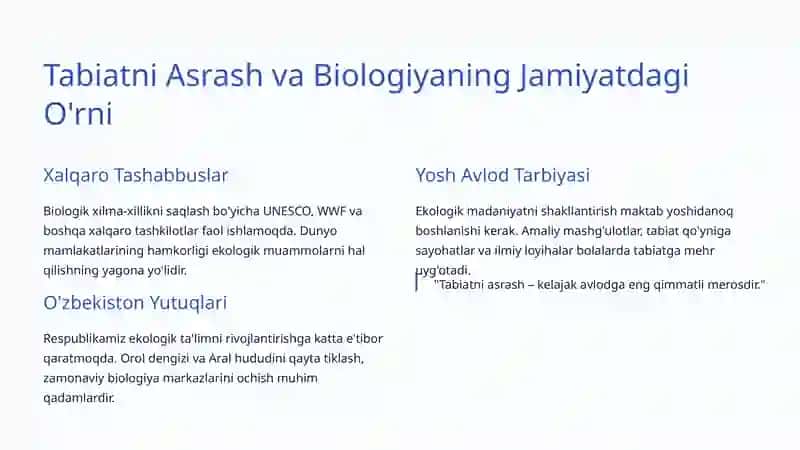 Biologiya Fanining Kelajak Rivoji: Tabiat, Texnologiya va Insoniyat 3