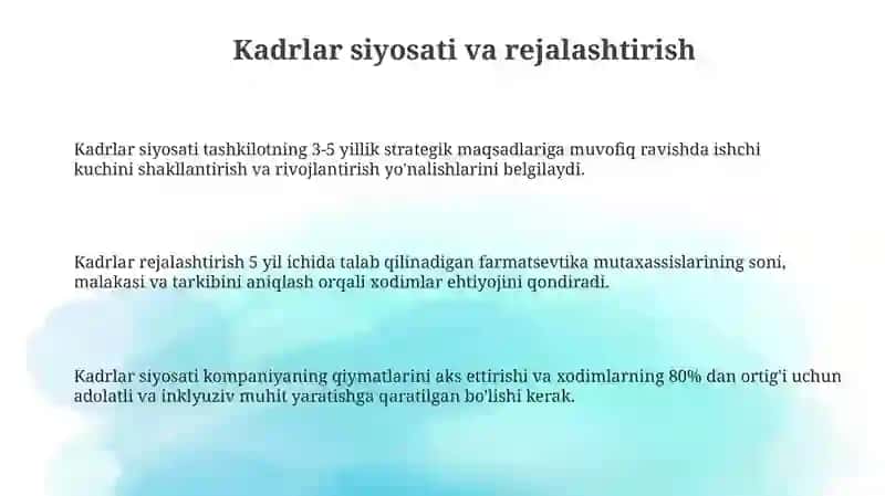 Farmatsevtika tashkilotlarida kadrlar boshqaruvi asoslari 3