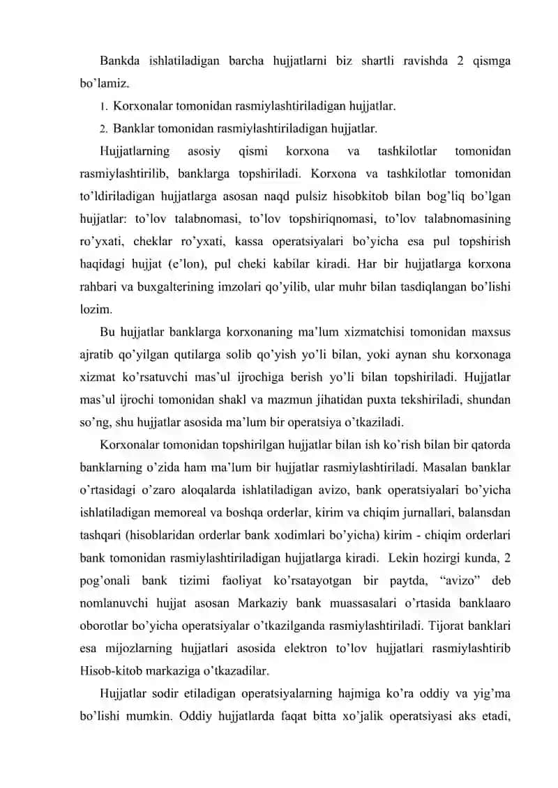 Bank hujjatlari va hujjatlari aylanishi 3
