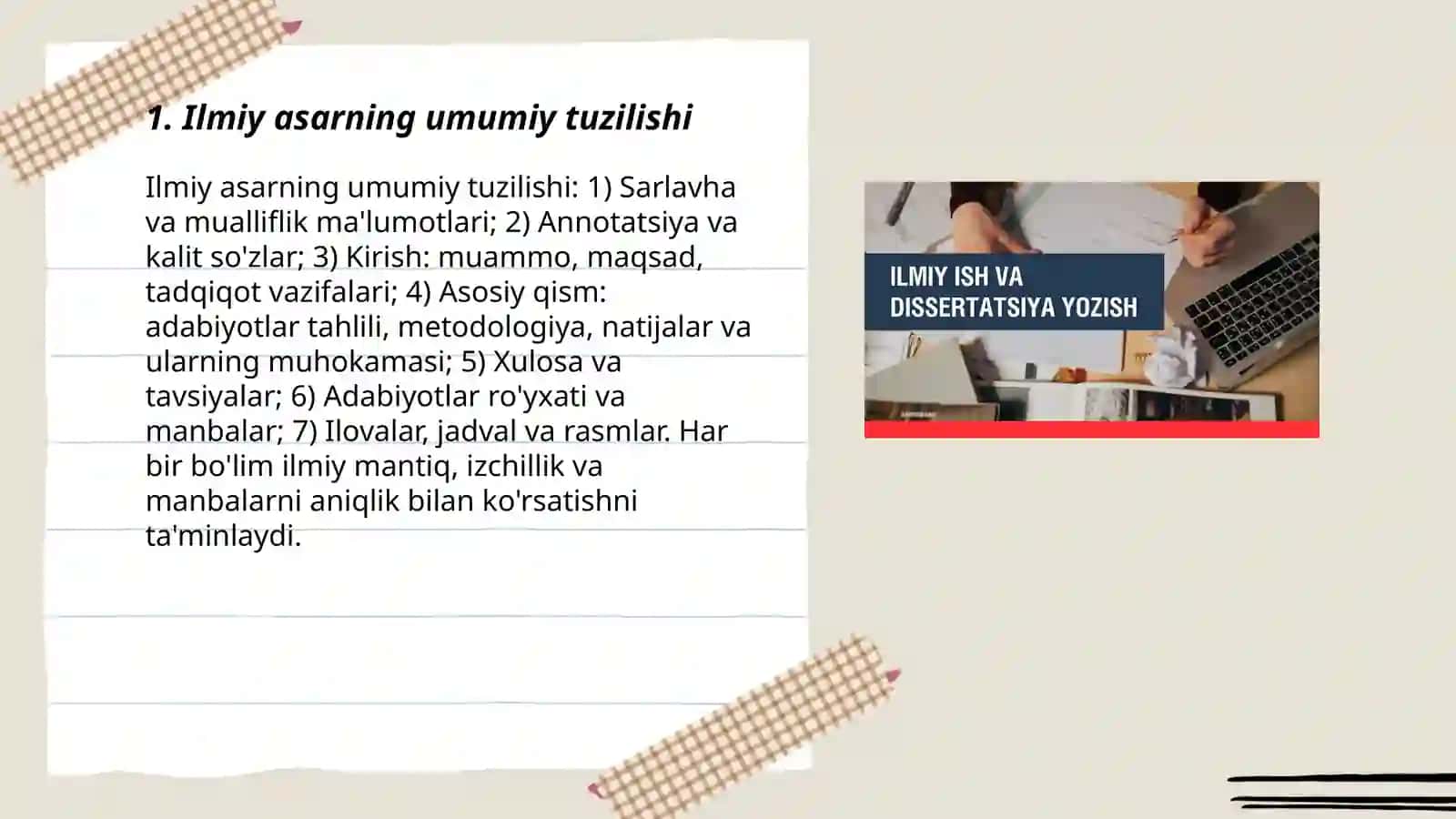 Ilmiy asarning tuzilmaviy xususiyatlari 3