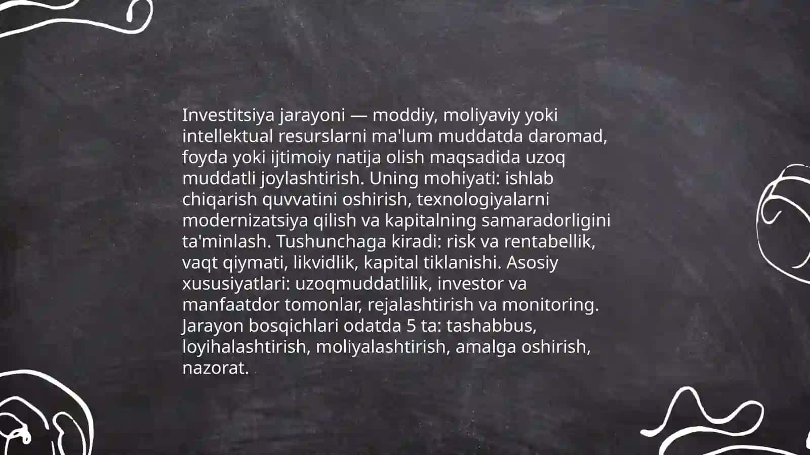 Investitsiya jarayonining mazmuni va asosiy bosqichlari 3