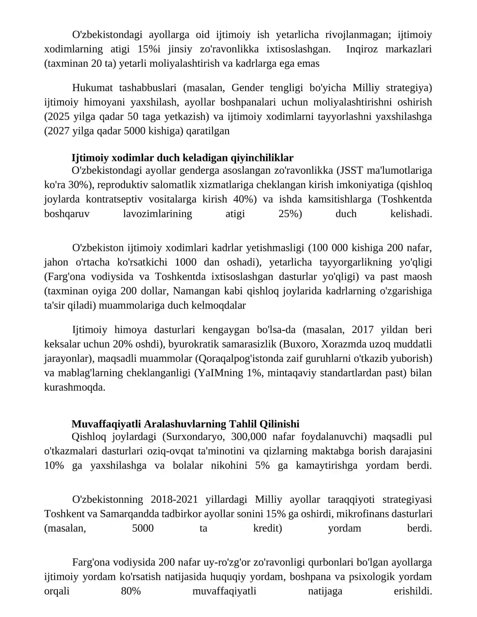 O'zbekistonda ayollarning ijtimoiy muhofazasi va ayollarga yoʻnaltirilgan ijtimoiy ish 3