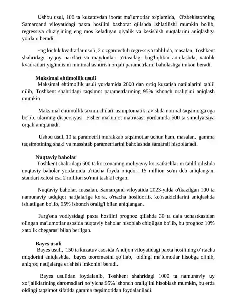 Taqsimot parametrlarining statistik baholari 3