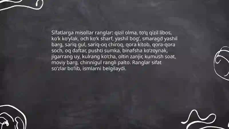 Sifatlarga misollar 3
