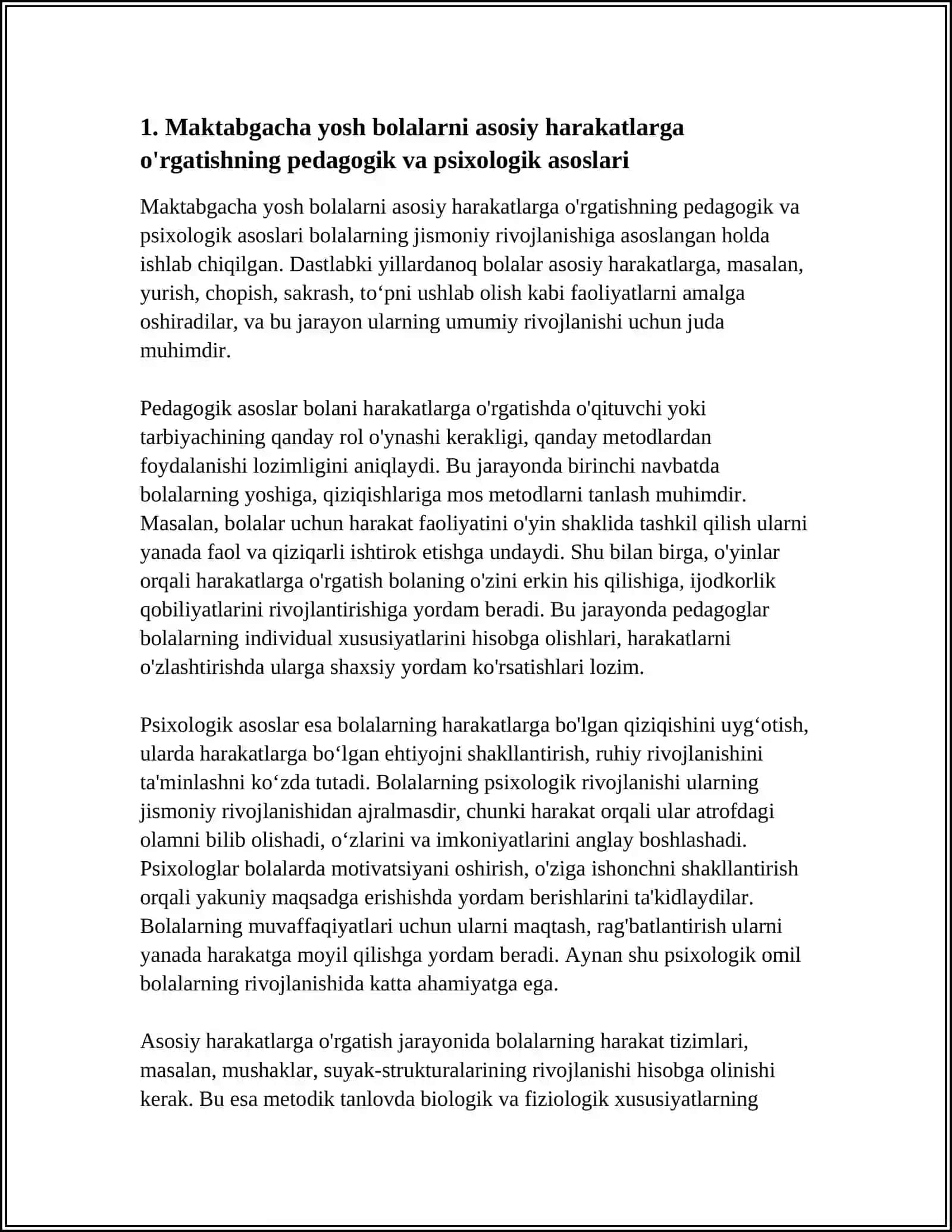 MAKTABGACHA YOSHDAGI BOLALARNI ASOSIY HARAKATLARGA O'RGATISH METODIKASI 3