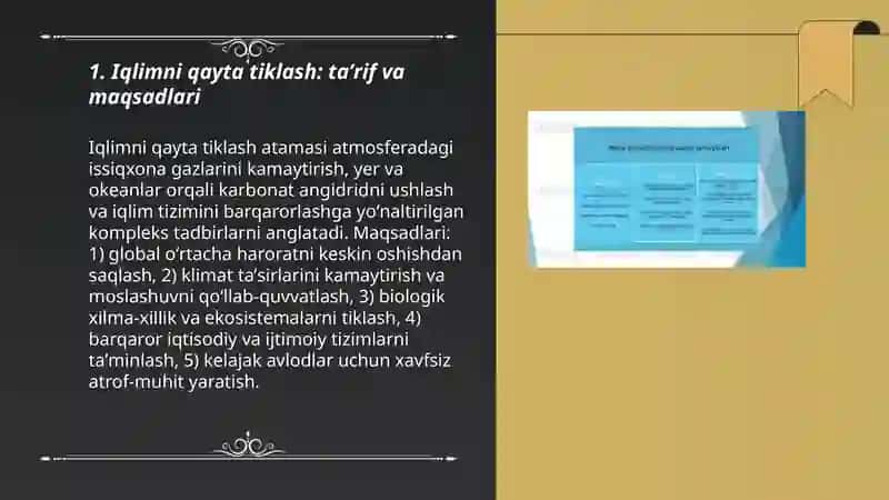 Iqlimni qayta tiklash va tamoyillari 3
