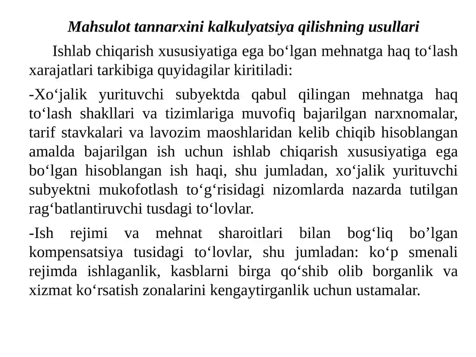 МАVZU:MАHSULОTTАNNАRХINI KАLKULYATSIYA QILISHNING ZАMОNАVIY TIZIMLАRI 3