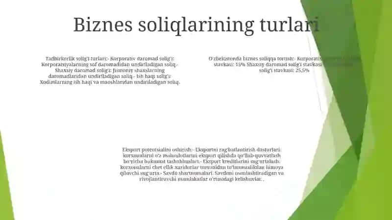 Tadbirkorlik Faoliyatini Soliqqa Tortish Va Eksport Salohiyatini Oshirish 3
