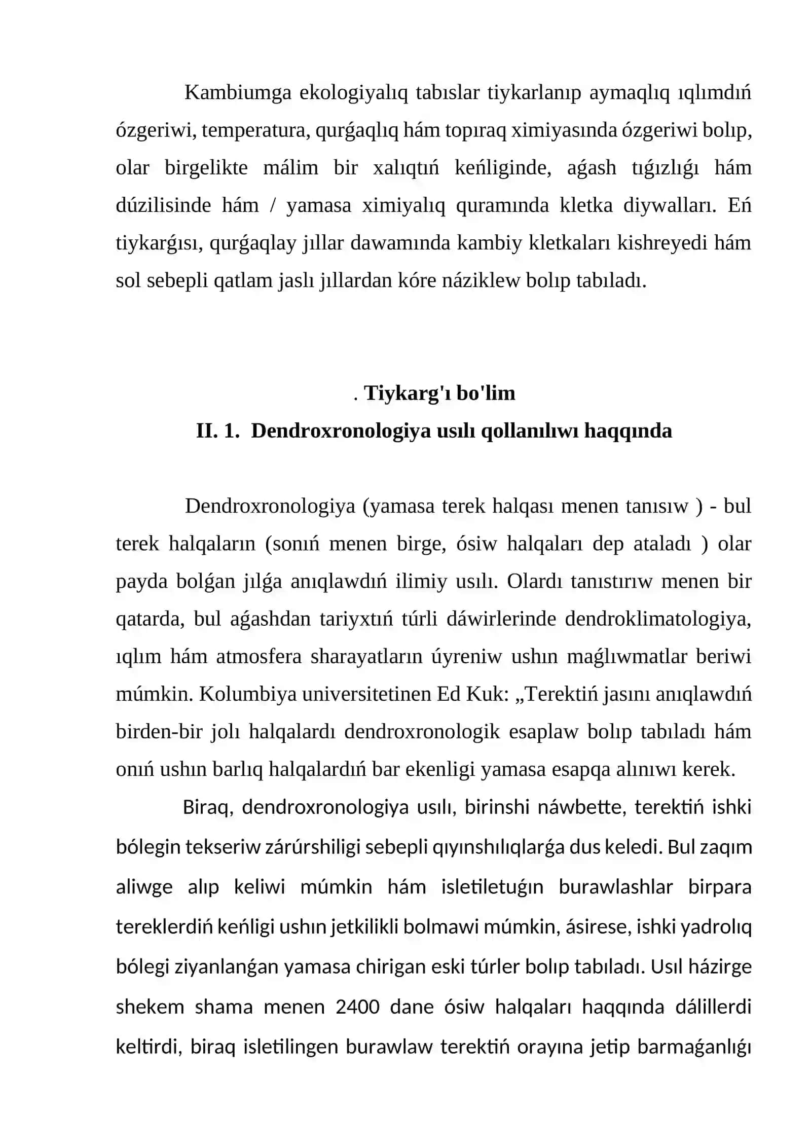 Arxeologiyaliq da'wirlestiriwde Dendroxronologiyaliq ha'm spora-gu'lshan' usıllarınin' qollanılıwı 3