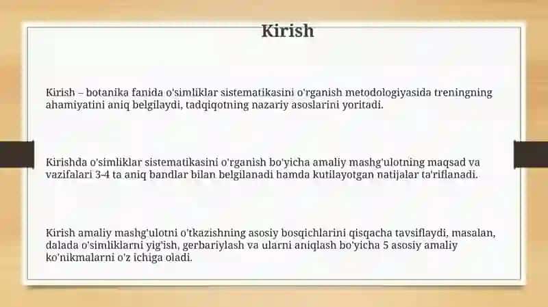 O'simliklar sistematikasini o'rganish metodikasi 3