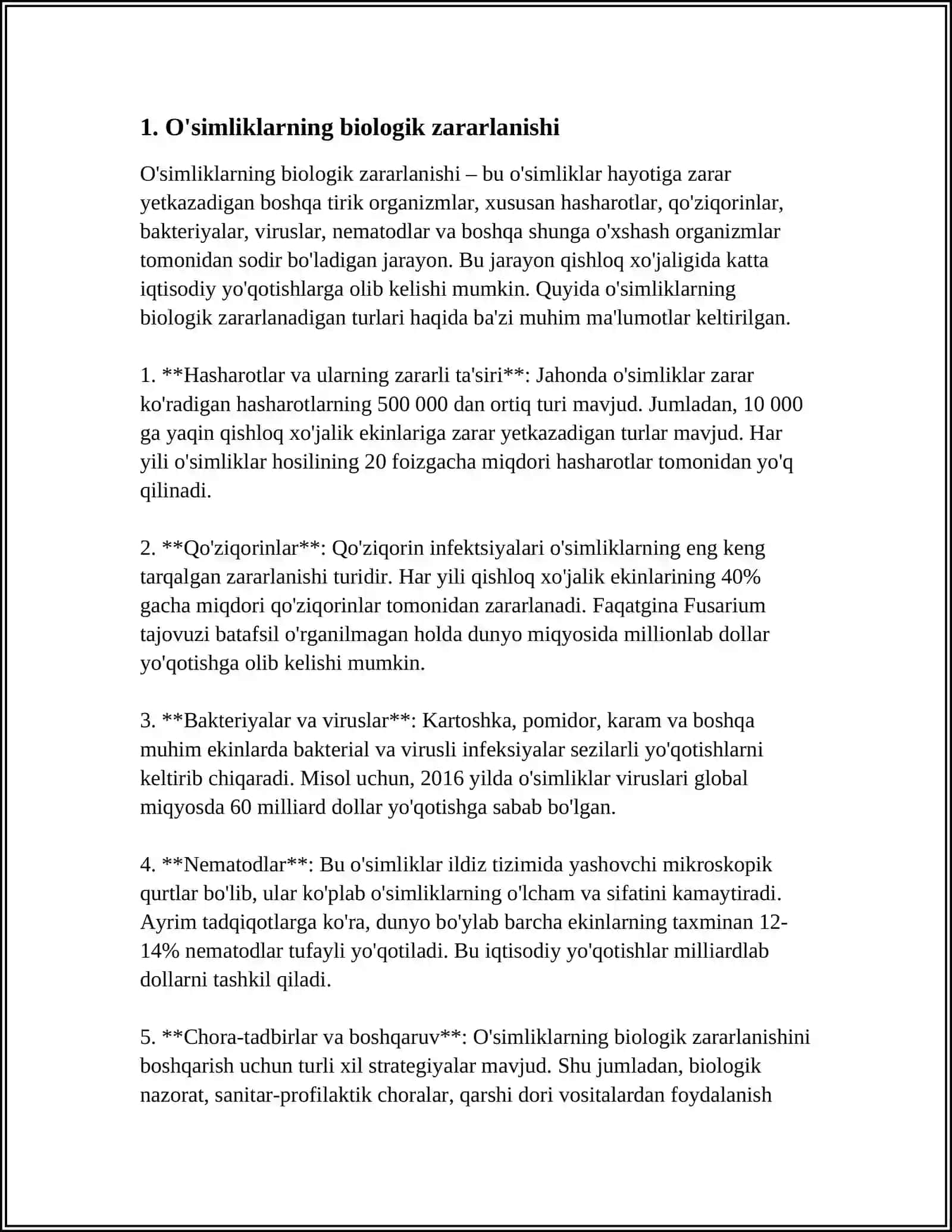 QUSHLAR BIOZARARLANISH MANBAI 3