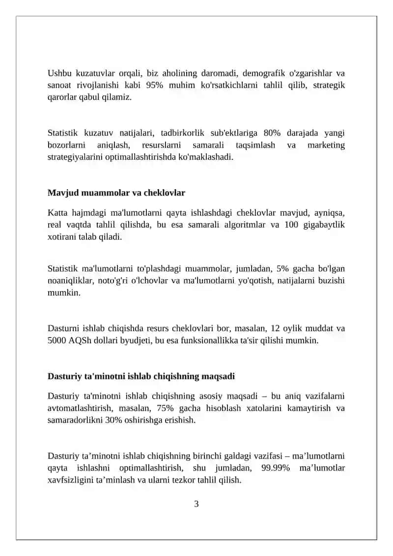 Statistik kuzatishni tashkil etish dasturni ishlab chiqish 3