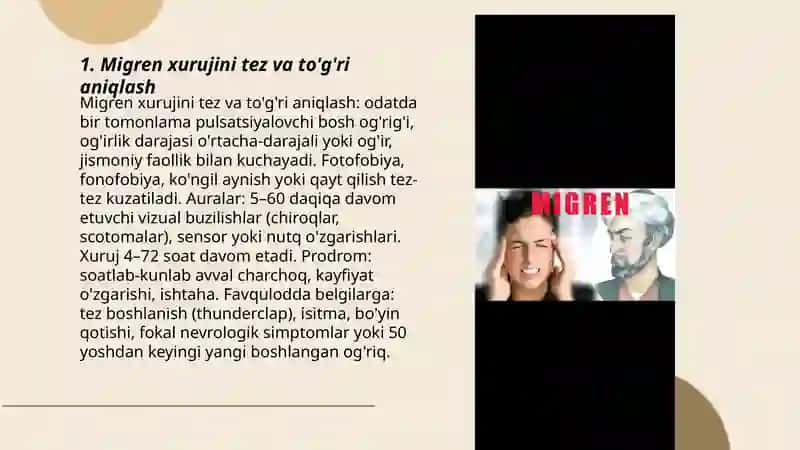 Migren xurujida shoshilinch yordam ko'rsatish 3