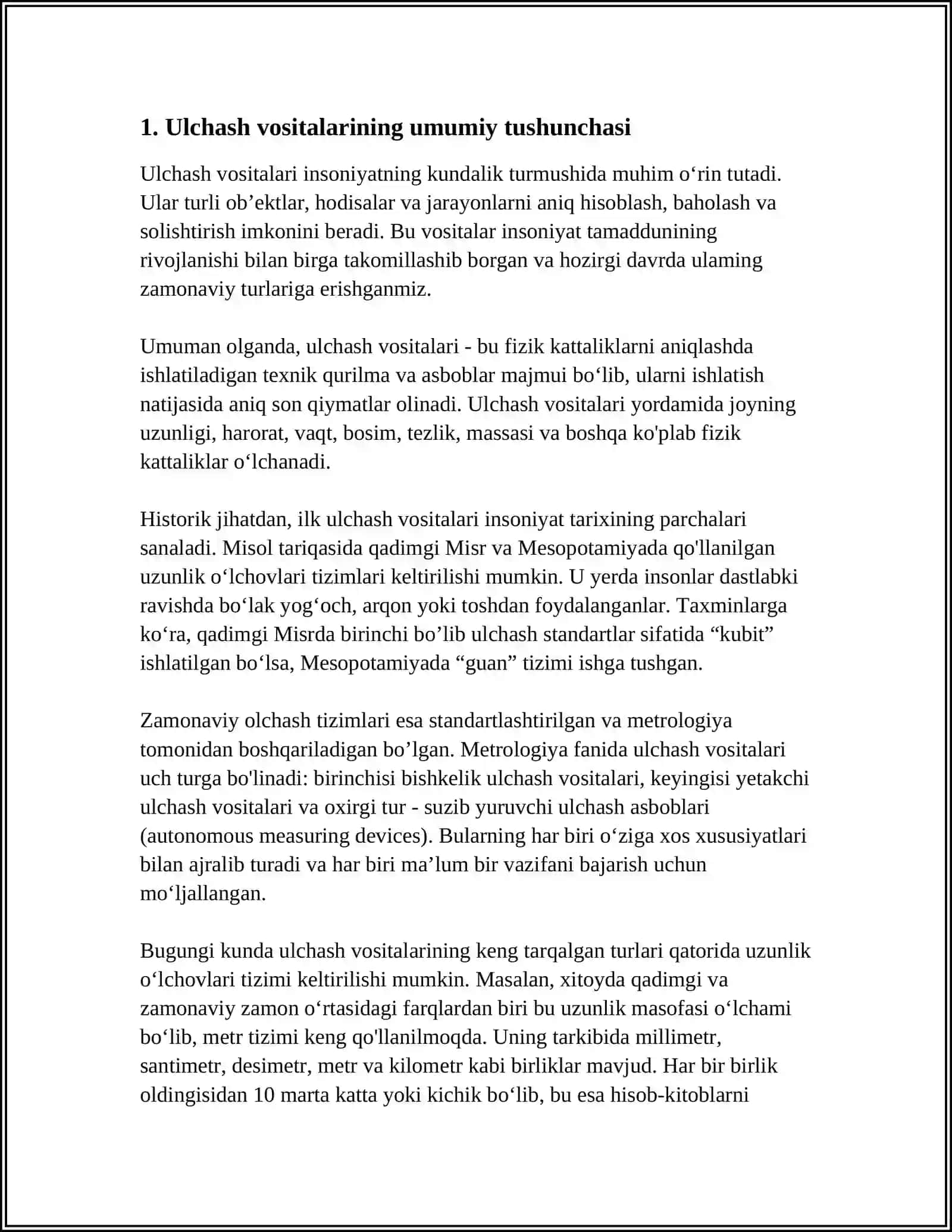 ULCHASH VOSITALARINI TURLARI VA SINFLANISHI 3