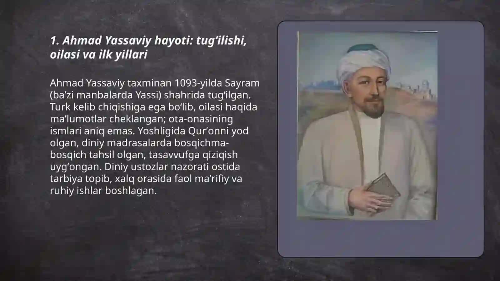 Sharq mutaffakiri Ahmad Yassaviy hayoti va ijodi. Pedagogikaga qoshgan hissasi 3