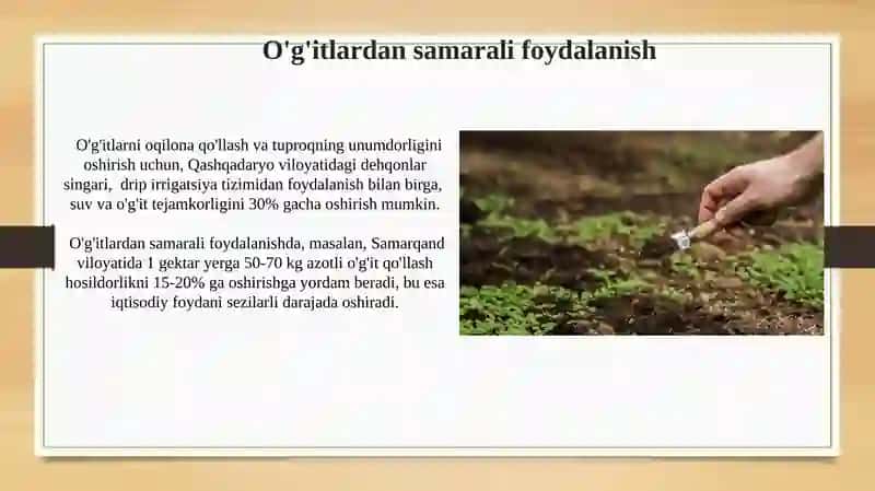 Tuproq unumdorligini oshirish va ekinlar diversifikatsiya qilish 3