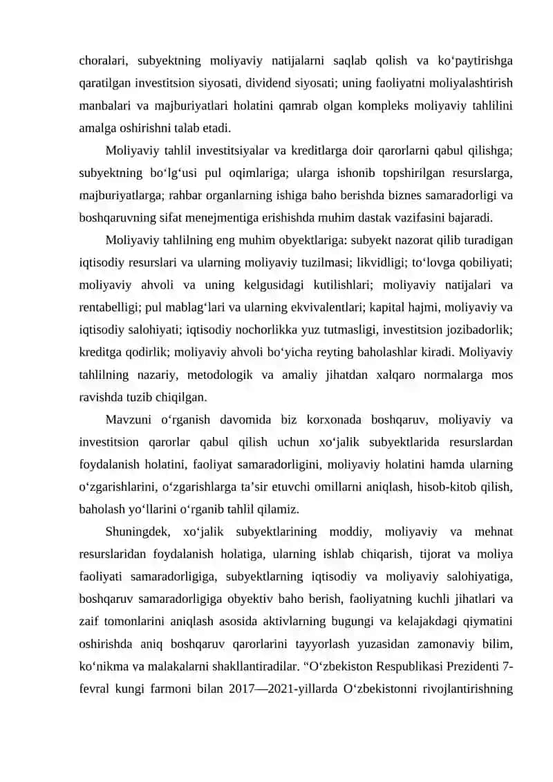 Korxona operatsion faoliyatining tahlili va uning muhim jihatlari 3