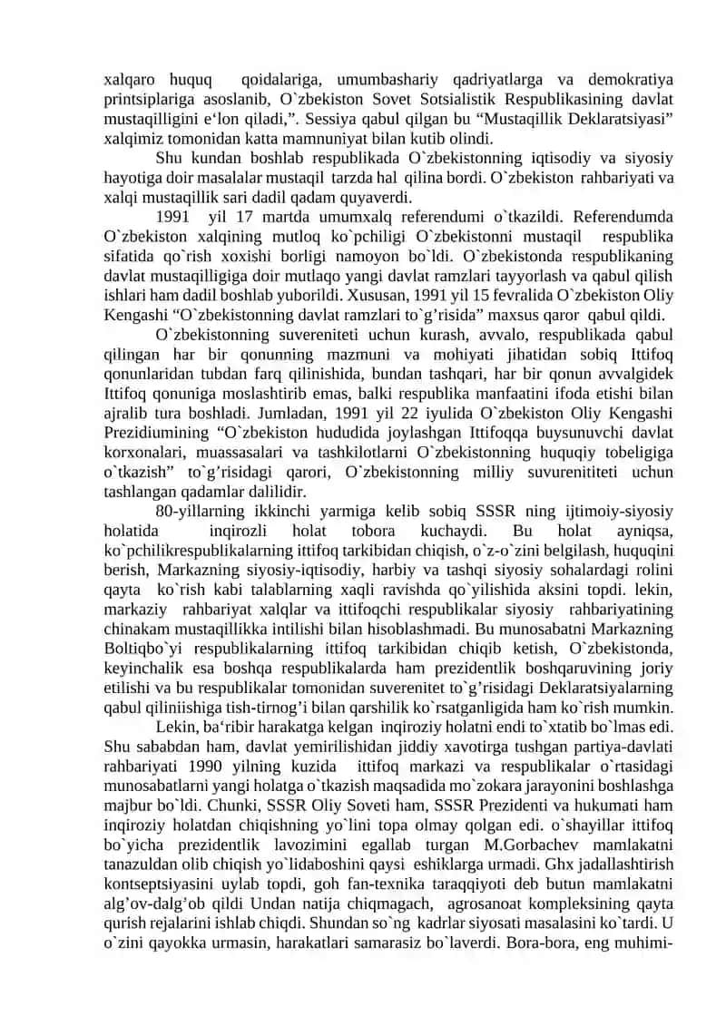 Mustaqil O‘zbekiston Respublikasining Tashkil Topishi va Uning Tarixiy Ahamiyati 3