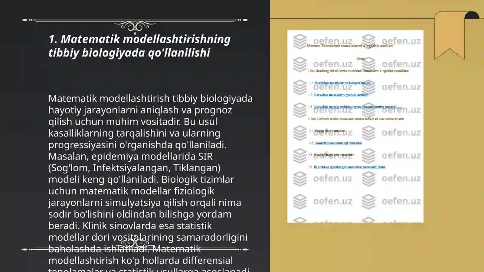 Matematik modellashtirishning tibbiy biologiyada qo'llanilishi 3