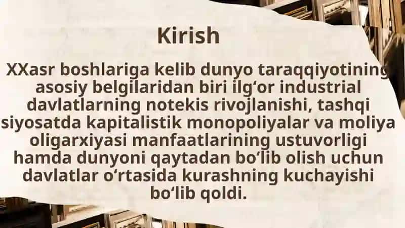 Birinchi jahon urushining kelib chiqish sabablari va oqibatlari 3