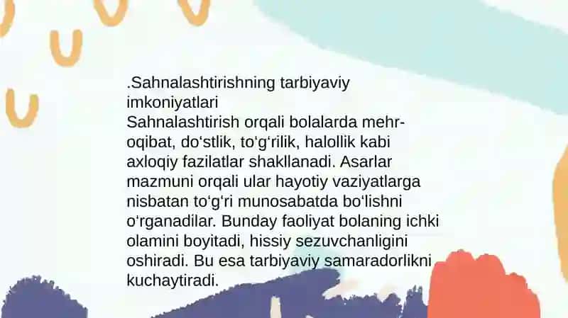 Sahnalashtirish faoliyati 3
