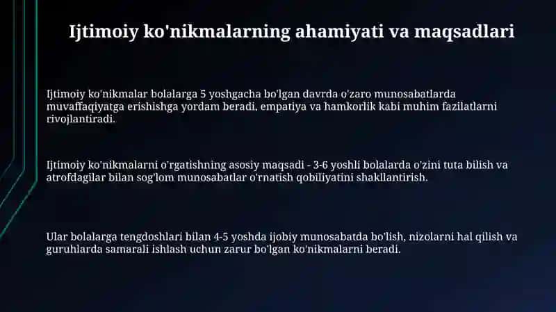 Ijtimoiy ko'nikmalarni o'rgatish 3