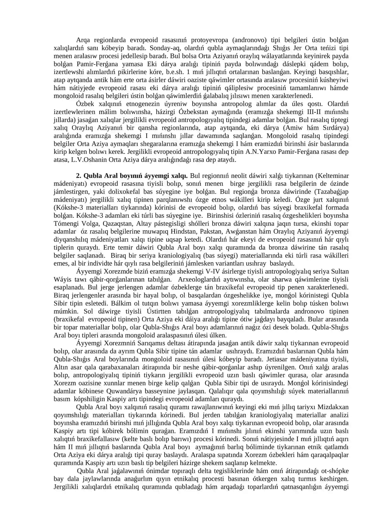 PALEOANTROPOLOGIYALÍQ HÁM ETNOGRAFIYALÍQ MAǴLÍWMATLARDÍŃ ÚLKE TARIYXÍN ÚYRENIWDEGI ÁHMIYETI 3