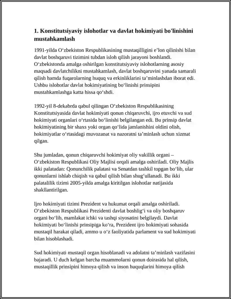 MUSTAQILLIK YILLARIDA DAVLAT BOSHQARUVI TIZIMIDA AMALGA OSHIRILGAN ISLOHOTLAR 3