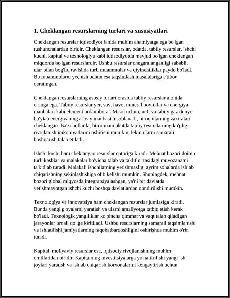 CHEKLANGAN RESURSLAR VA ULARNI TAQSIMLASH MUAMMOSI 3