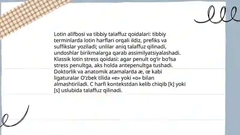 Lotin tili va tibbiy terminalogiya fanining asosiy boʻlimlari 3
