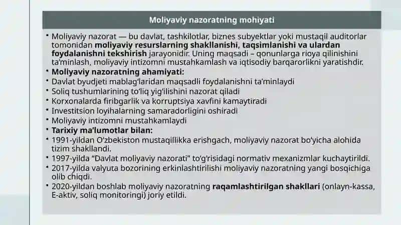 Moliyaviy nazorat va regulyatsiya mexanizmlari 3