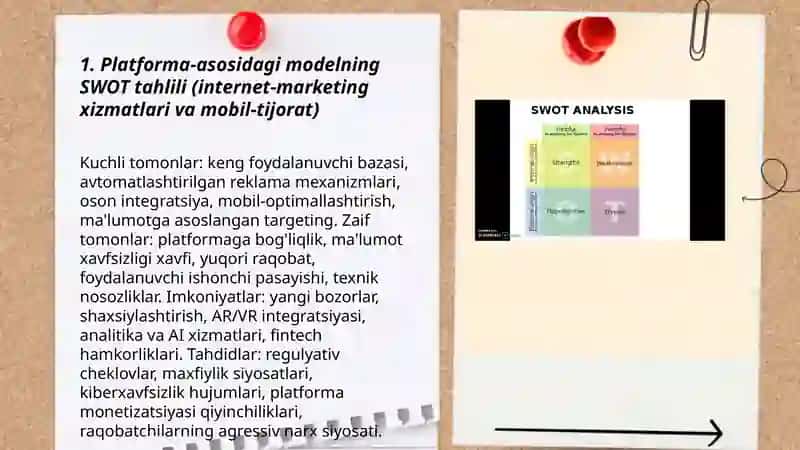 Platforma-asosidagi modelning SWOT tahlili (internet-marketing xizmatlari va mobil-tijorat) 3