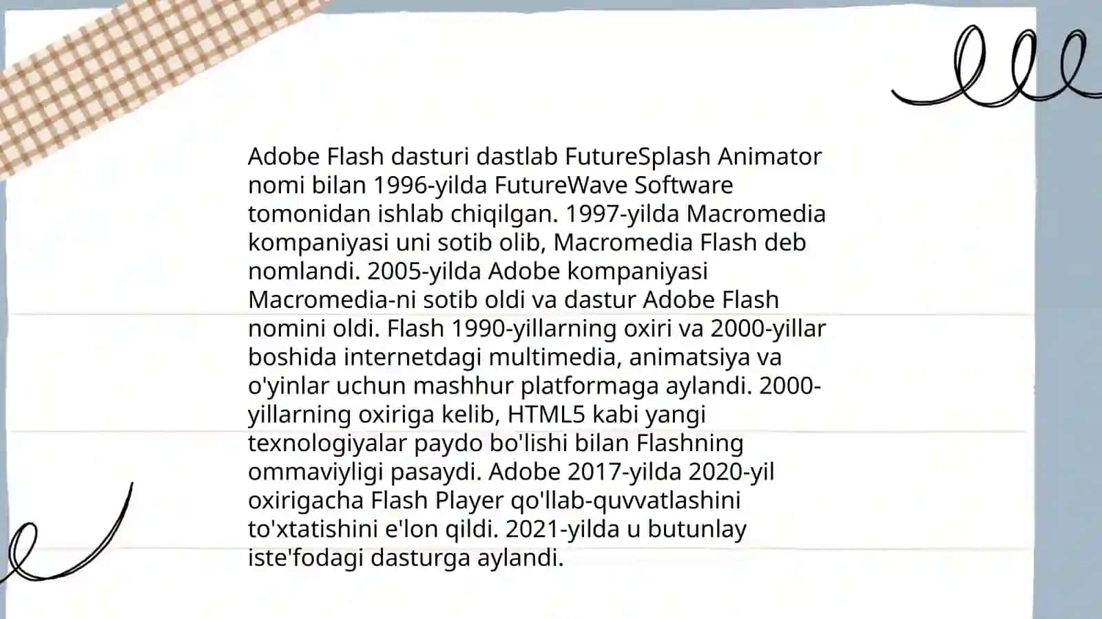 Adobe Flash dasturi haqida Nabiyeva Toshbibi 3