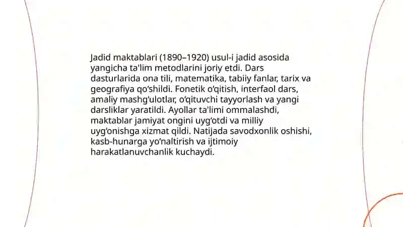 Jadid marifatparvarlarning ozodlik va taraqqiyot yoʻlidagi saʼy harakatlari 3