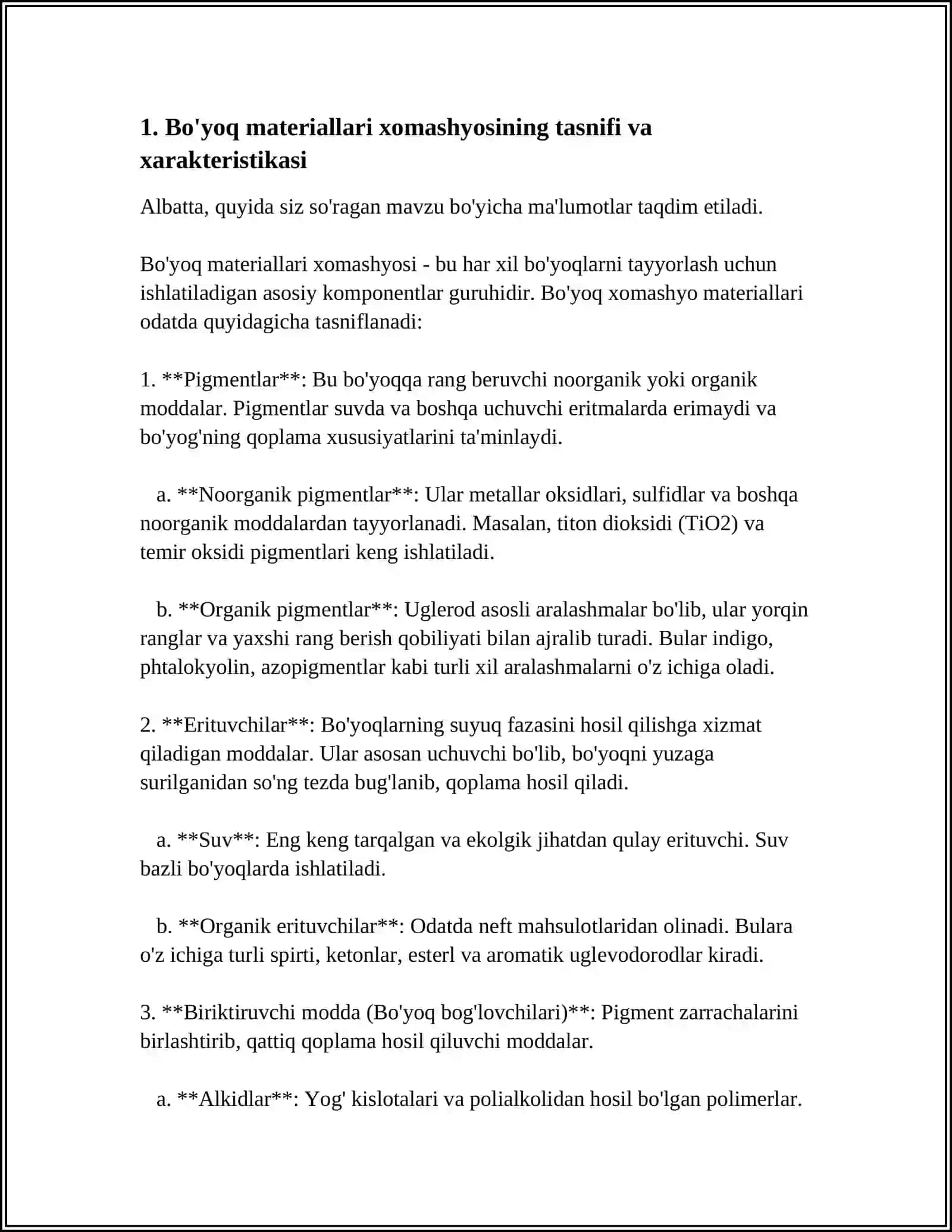 BO'YOQ MATERIALLARI TAYYORLASH VA YIG‘ISH TEXNOLOGIYASI 3