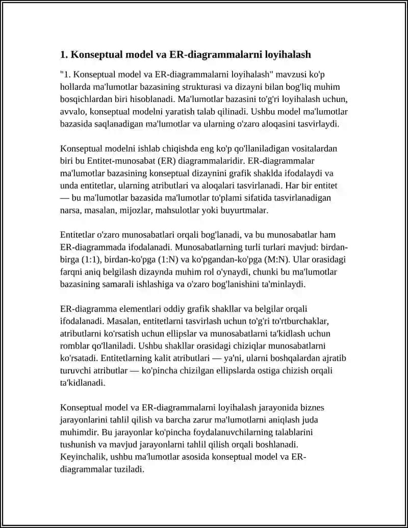 MA’LUMOTLAR BAZASINING STRUKTURASINI LOYIHLASH 3