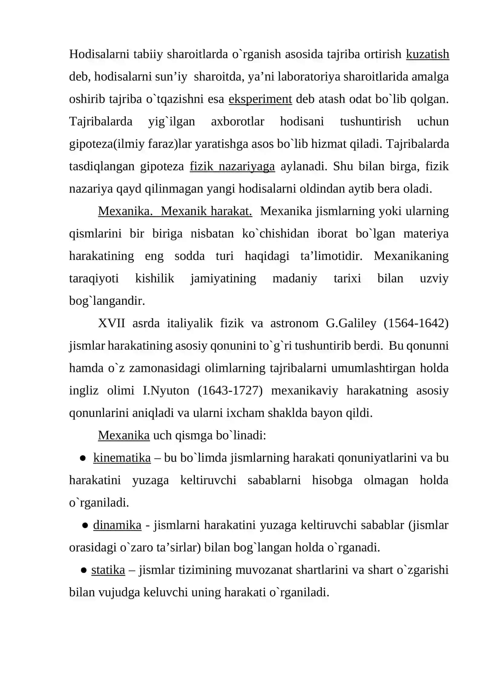 Fizika fani va uni boshqa fanlar bilan bog`liqligi 3