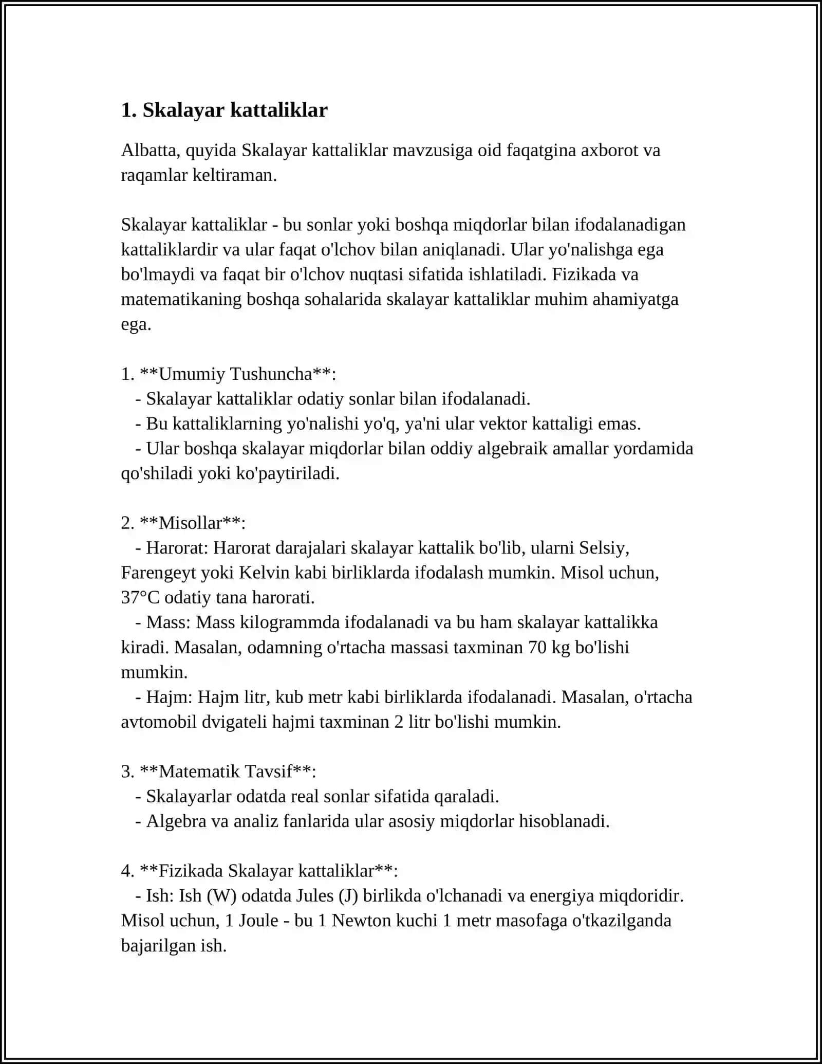 SKALYAR VA VEKTOR FIZIK KATTALIKLAR VA ULAR USTIDA AMALLAR 3