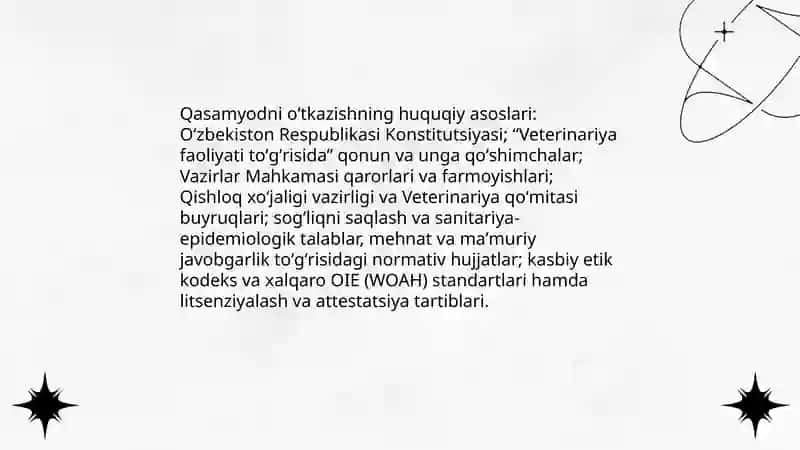 Veterinariya vrachining qasamyodini tashkil etish va oʻtkazish 3