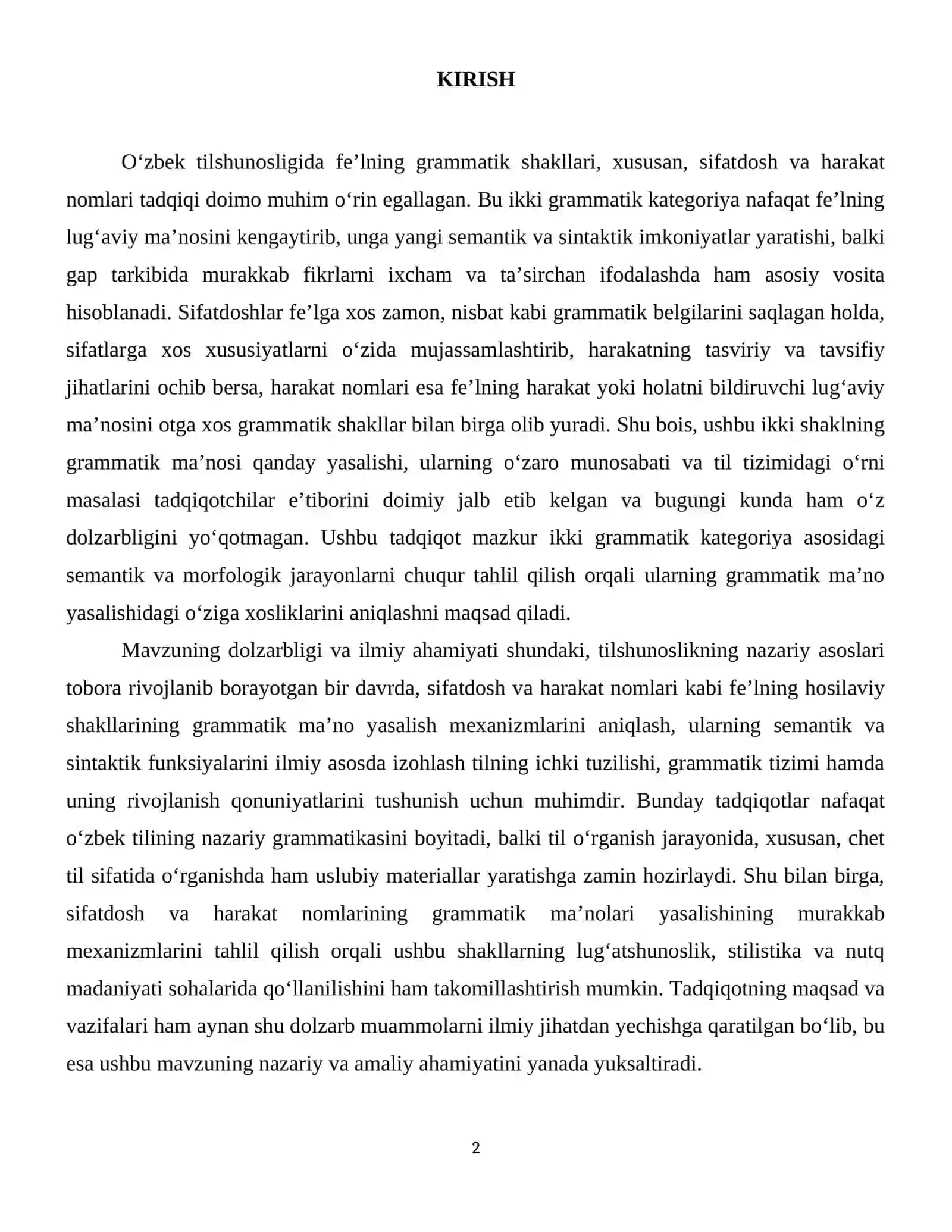 Sifatdosh va harakat nomi ularning grammatik maʼnosi yasalishi 3
