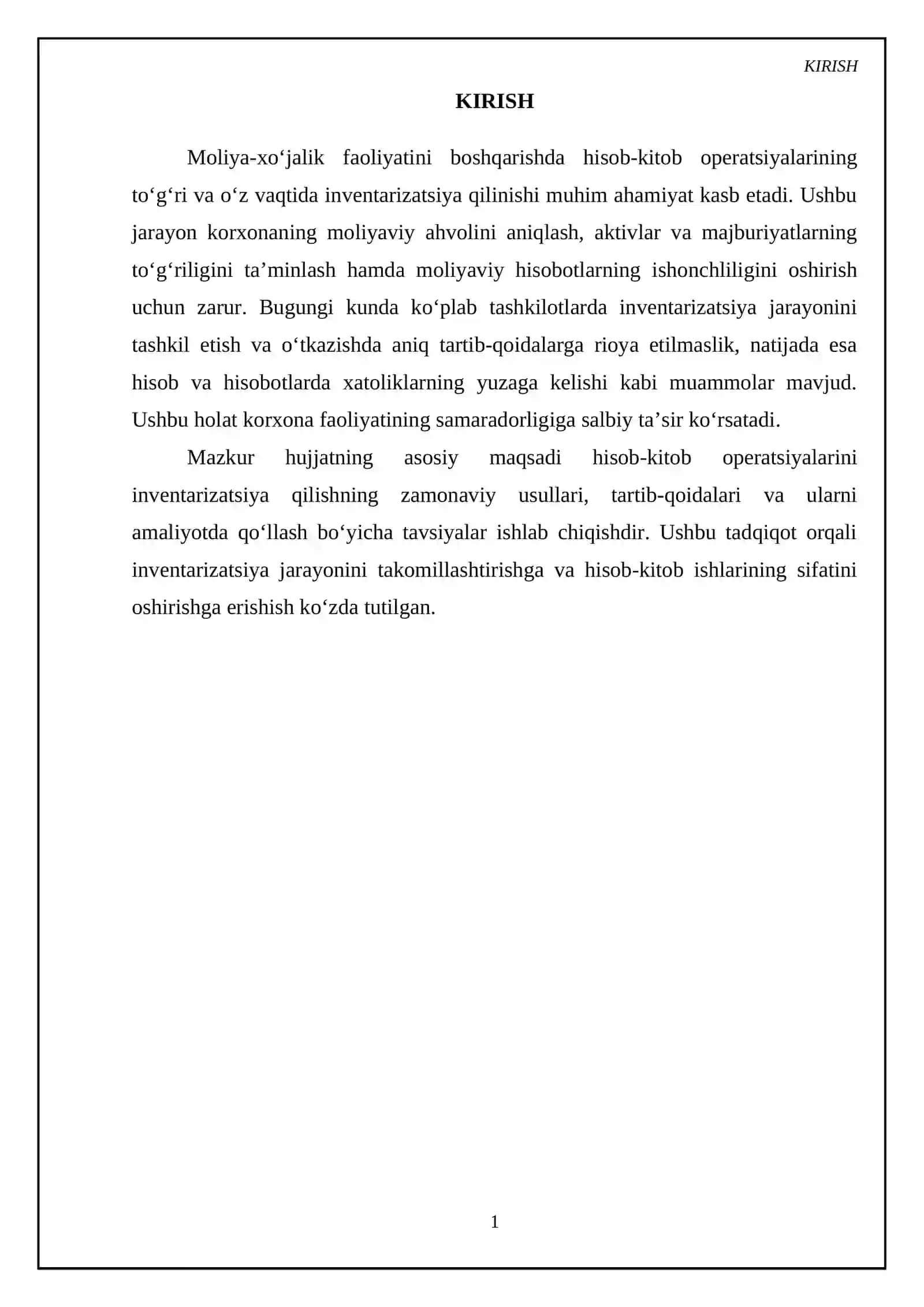 Moliya-xoʻjalik faoliyatini boshqarishda hisob-kitob operatsiyalarining toʻgʻri va oʻz vaqtida inventarizatsiya qilinishi muhim ahamiyat kasb etadi 3