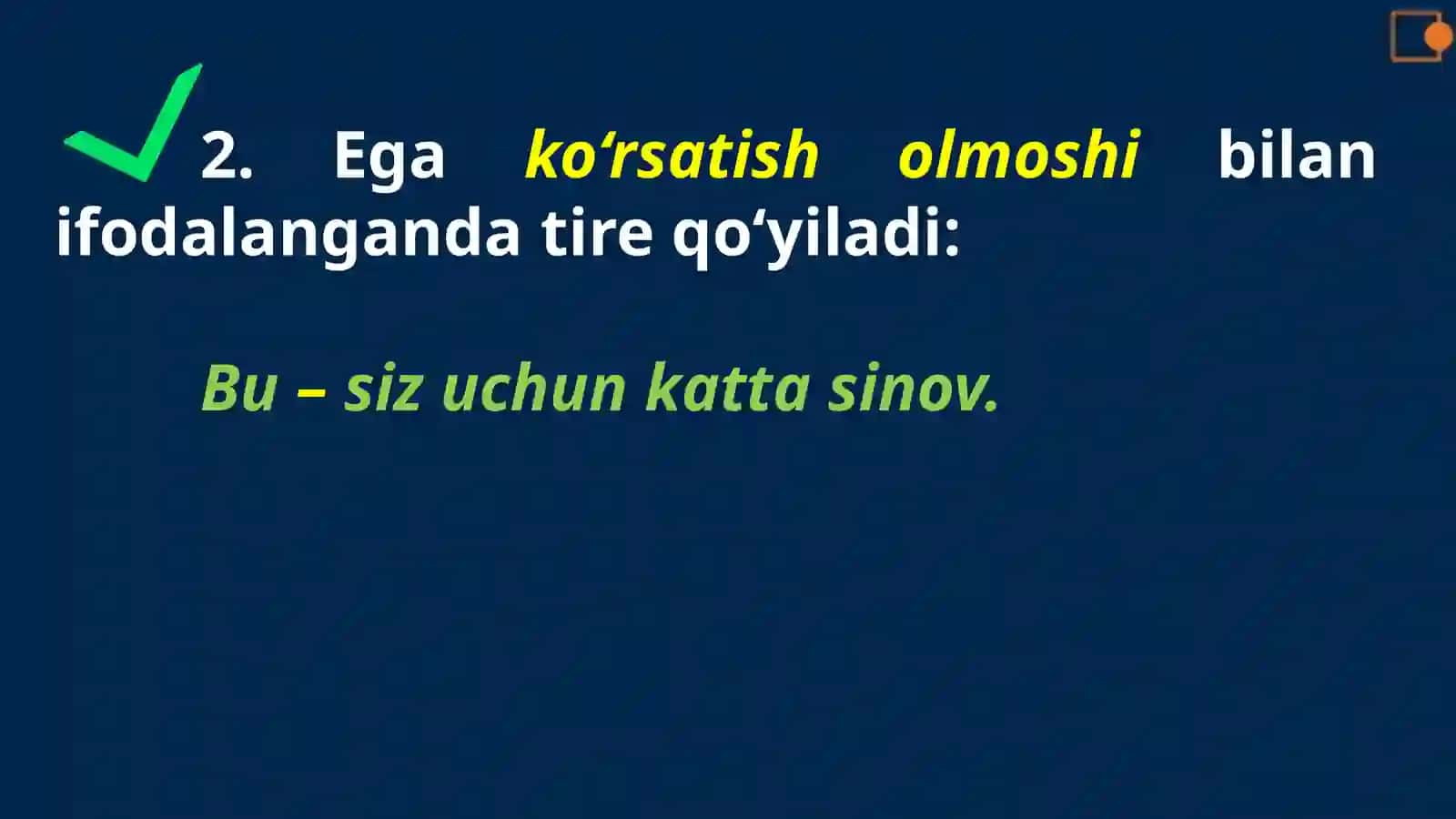 Ot kesim va ega orasida tirening ishlatilishi 3