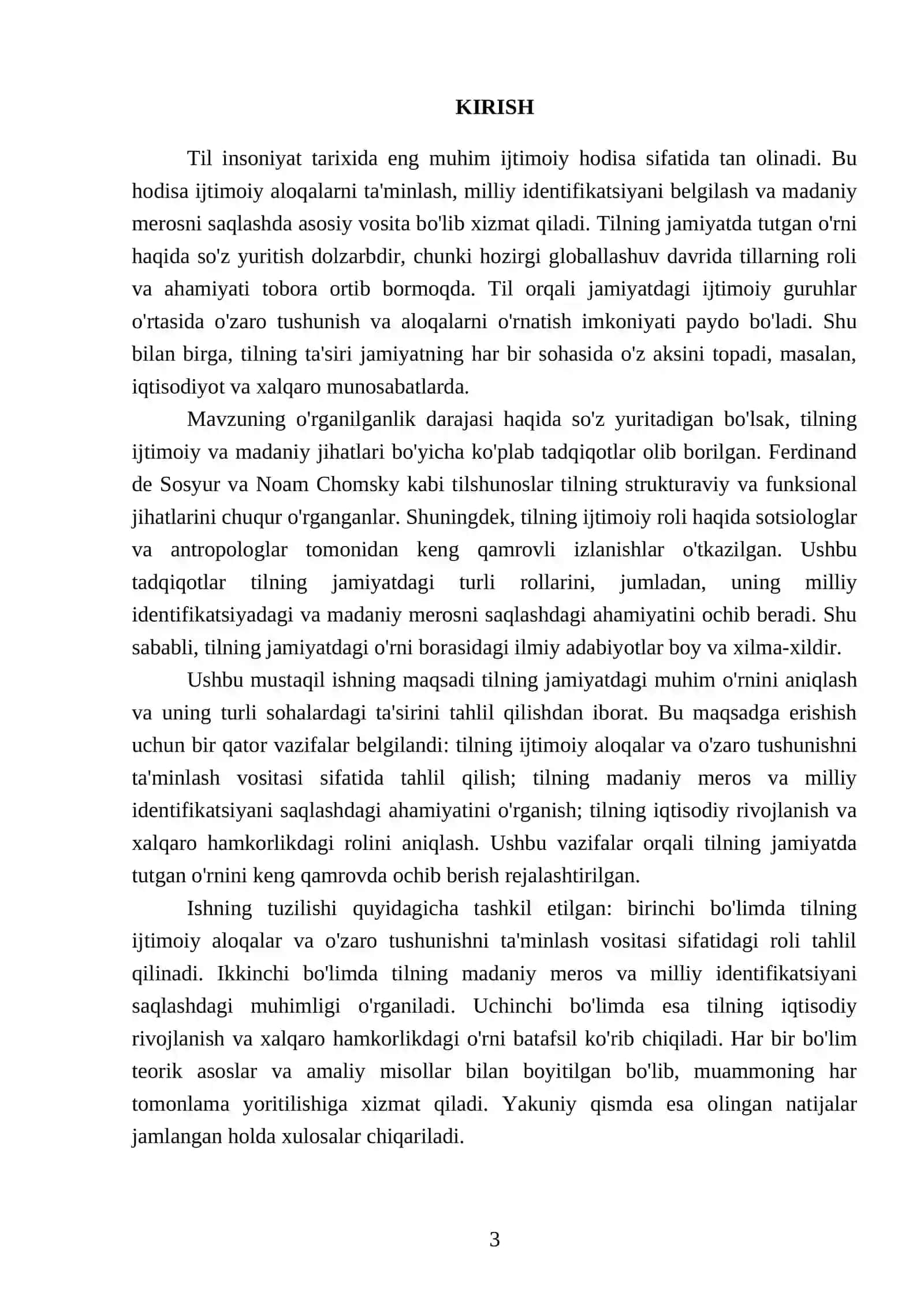 Tilning jamiyatda tutgan oʻrni haqida fikringizni ayting 3