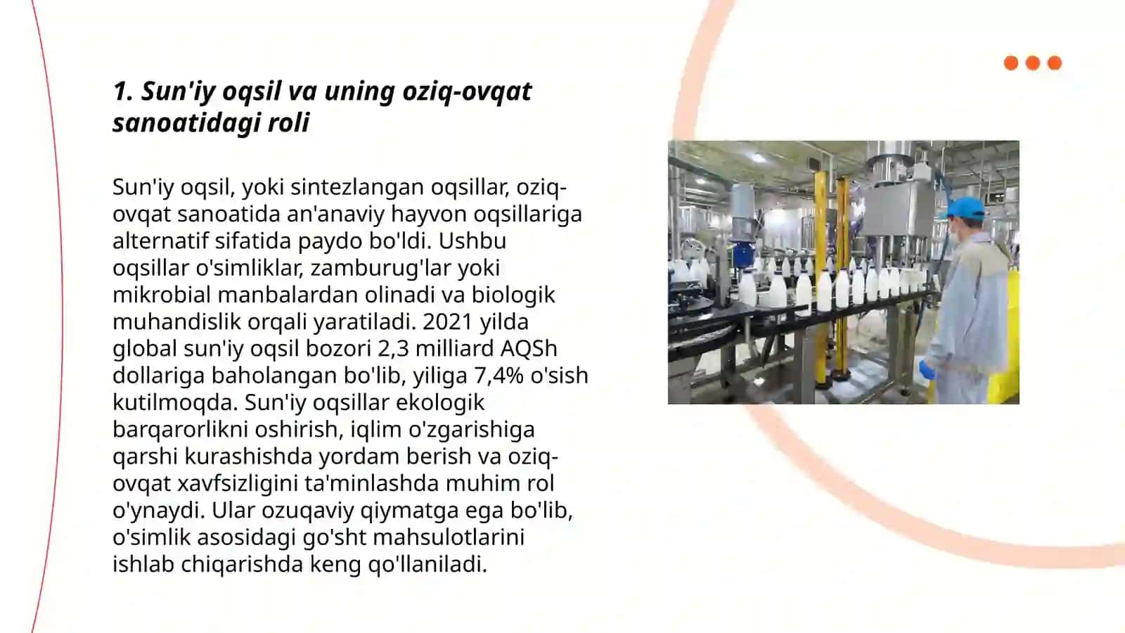 Sun'iy oqsil ozuqa moddalarining ishlab chiqarilishi va kelgusidagi imkoniyatlari 3