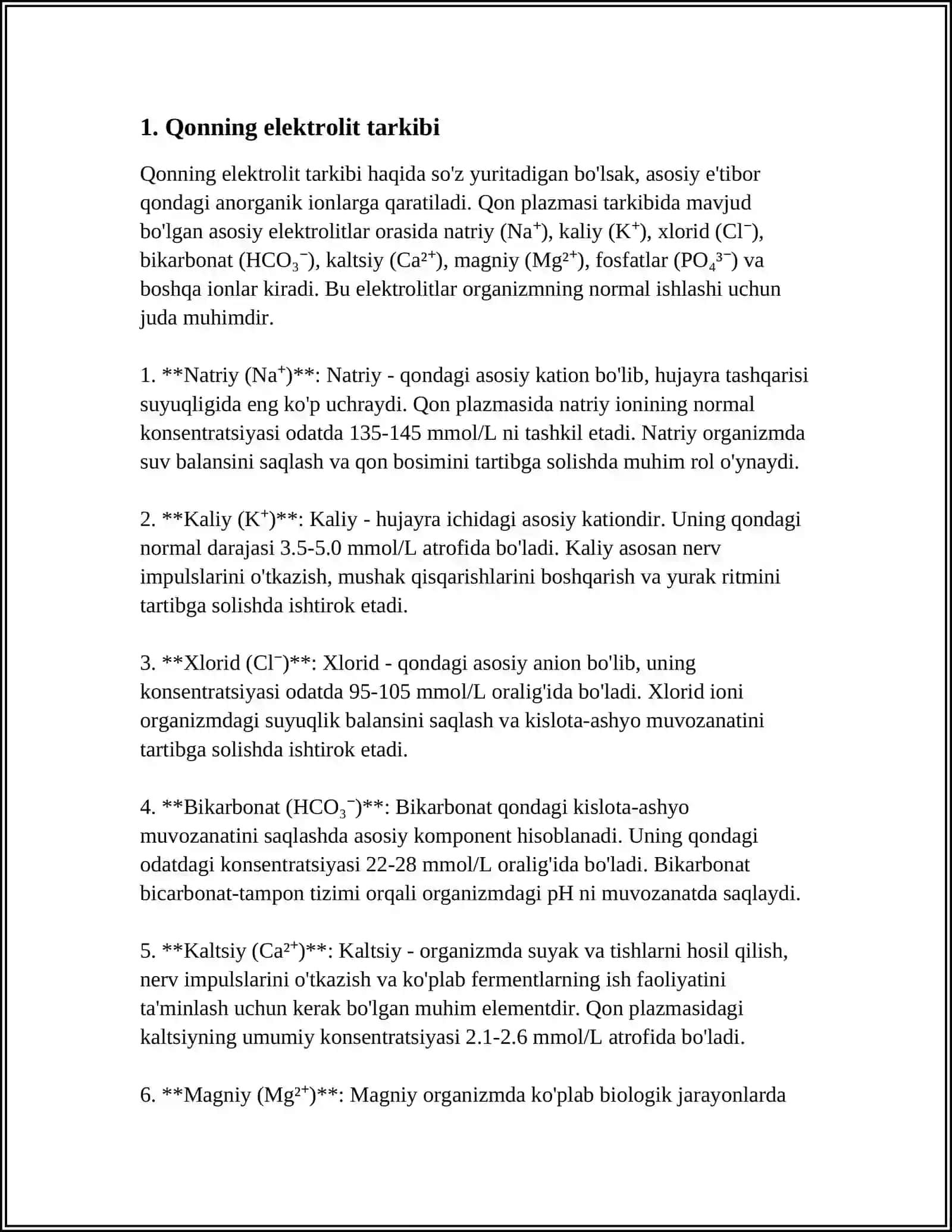 ORGANIZMNING BIOLOGIK SUYUQLIKLARI ELEKTROLIT VA NOELEKTROLIT ERITMALARI SIFATIDA 3