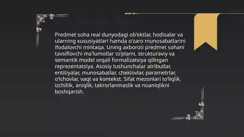 Predmet soha axborotini modellashtirish asoslari 3